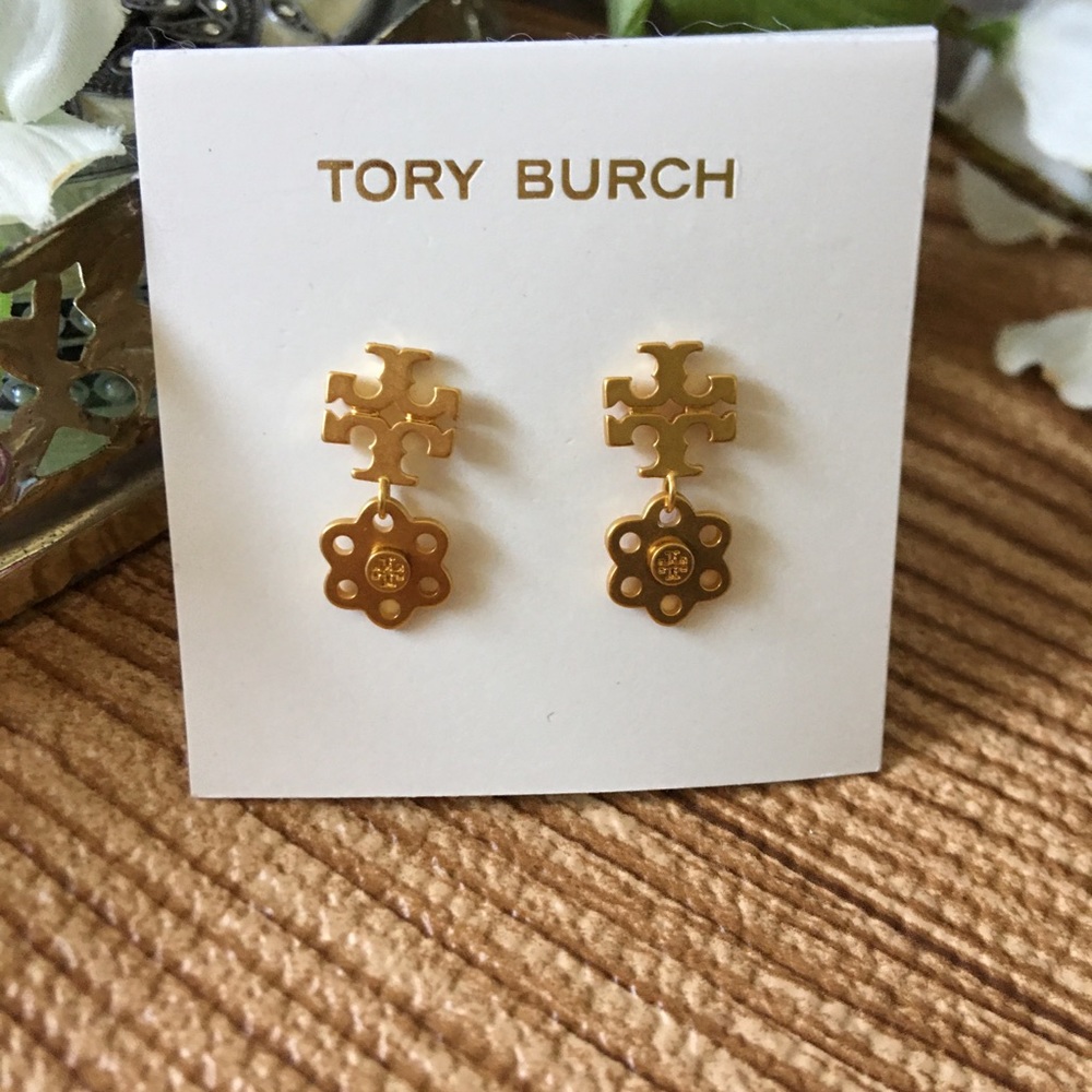 Tory Burch Women's Logo Charm Earrings - Picture 2 of 4